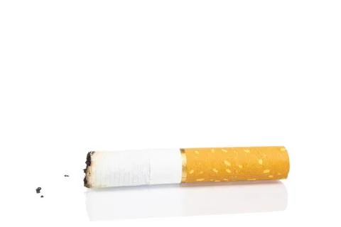 Cigarette butt on white background Stock Photos