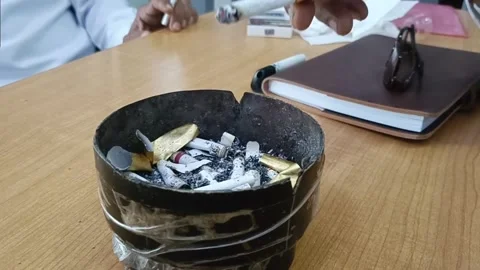 Cigarette butts in the ashtray Video stock 277278534