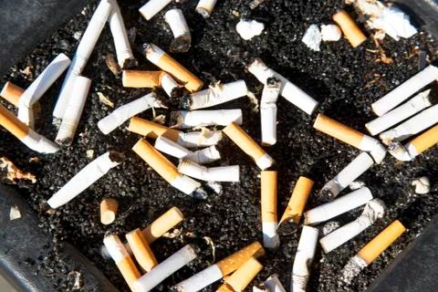 Cigarette butts in ashtray Stock Photos