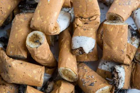 Cigarette butts Stock Photos