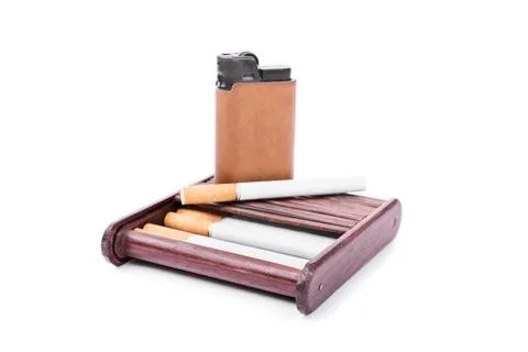 Cigarette case with a lighter Stock Photos