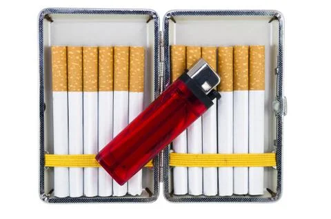 Cigarette case with lighter Stock Photos