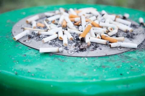 A cigarette filter (filter tip, cigaret butt) is component of a cigarette, al Stock Photos