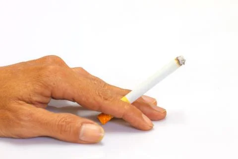 Cigarette in hand of men 스톡 사진