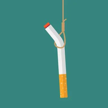 Cigarette hanging with rope concept Stock Illustration