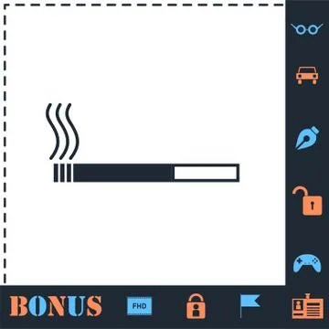 Cigarette icon flat Stock Illustration