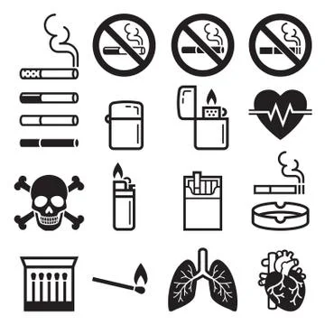 Cigarette icons. Vector illustrations. Stock Illustration
