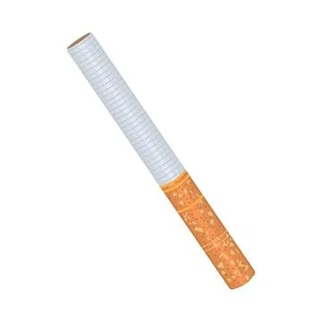 Cigarette isolated on white background. One cigarette with a yellow filter. Stock Illustration