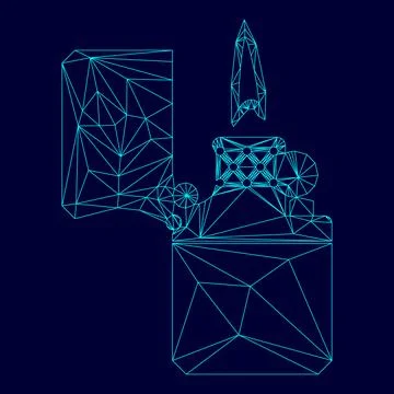 Cigarette lighter low poly triangulation triangulated polygonal electric cyan Ilustración de archivo