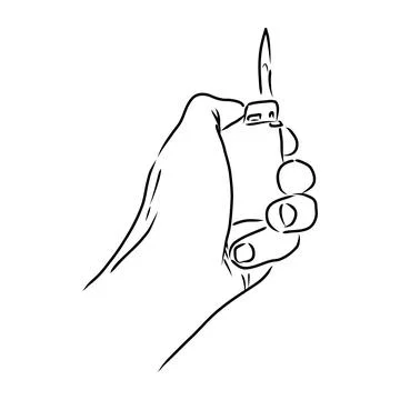 Cigarette lighter vector template isolated on a grey background. Outline tech 스톡 일러스트