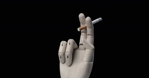 Cigarette in mannequin hand, rotation 스톡 동영상 128901451