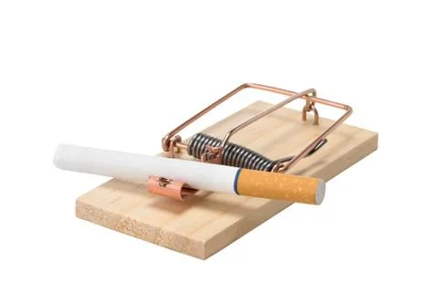 Cigarette in Mousetrap - Isolated Stock Photos