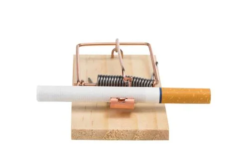 Cigarette in Mousetrap - Isolated Stock Photos