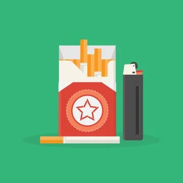 Cigarette pack and lighter Stock Illustration