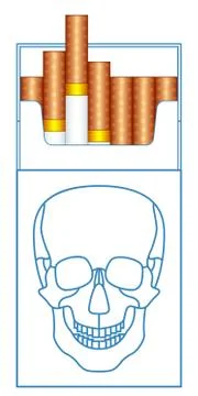 Cigarette pack and skull 스톡 일러스트