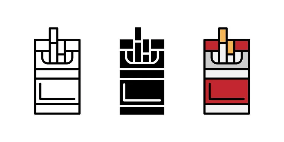 Cigarette pack icon. Open box of cigarettes vector illustration. Tobacco sm.. Stock Illustration