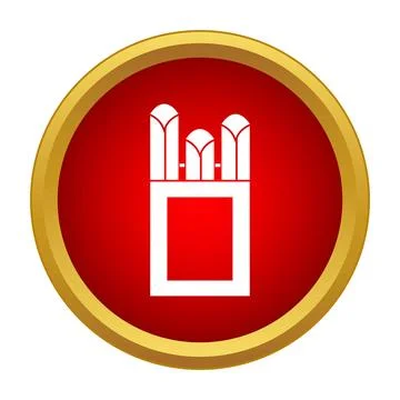 Cigarette pack icon on red and gold button Stock Illustration