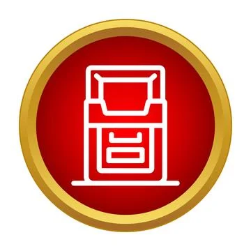 Cigarette pack outlined icon on a round red and gold background Stock Illustration