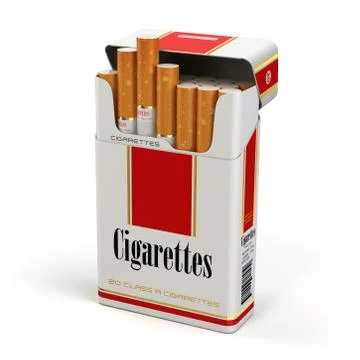 Cigarette pack on white isolated background. Stock Illustration