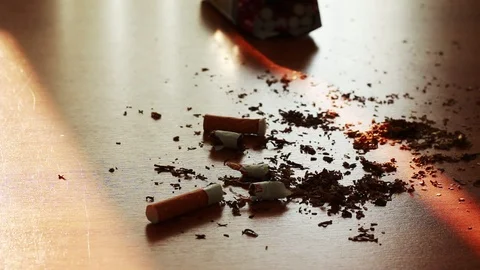 Cigarette pieces caused by destruction Stop smoking concept. Stock Footage 108270431