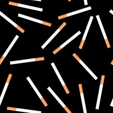 Cigarette seamless on black background Stock Illustration