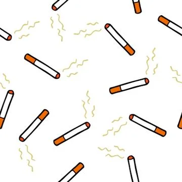 Cigarette seamless doodle pattern, vector illustration Stock Illustration