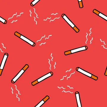 Cigarette seamless doodle pattern, vector color illustration Stock Illustration