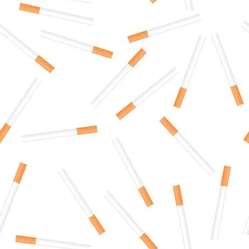 Cigarette seamless on white background Stock Illustration