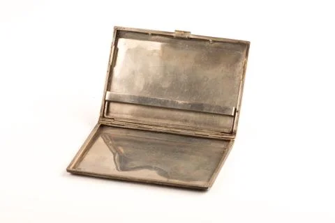 Cigarette silver case over a white background Stock Photos