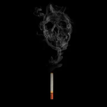 Cigarette with skull  Stock Photos