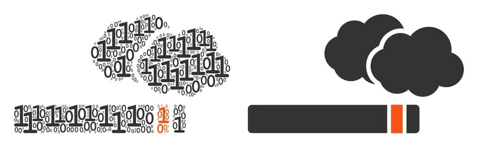 Cigarette Smoke Composition of Binary Digits Stockillustratie