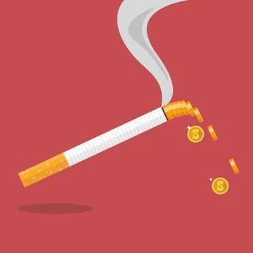 Cigarette with a smoke formed coin Stock Illustration