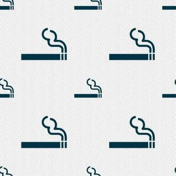 Cigarette smoke icon sign. Seamless pattern with geometric texture. Vector Ilustración de archivo