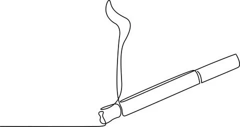 Cigarette with smoke rising from matchstick Vector Stock Illustration