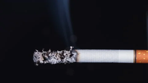 A cigarette smolders on a black background. Close-up timelapse 스톡 동영상 234902032
