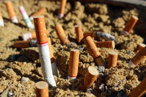 Cigarette Stubs background Stock Photos