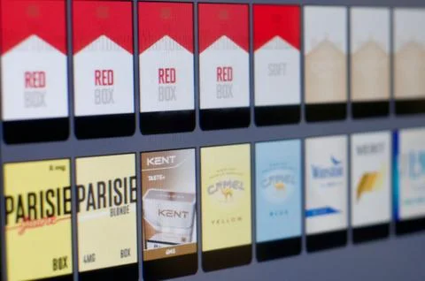 Cigarette vending machine layout Stock Photos