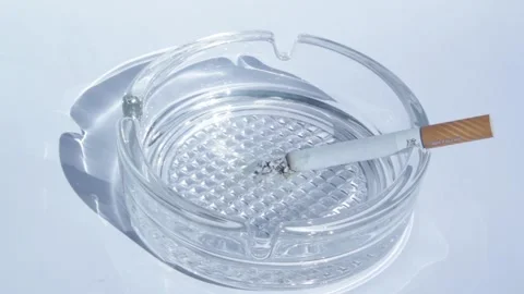 A cigarette was left in the Ashtray. Time lapse Video stock 137741071