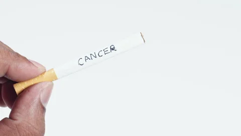 Cigarette With Writing Message Cancer Stock Footage 248718155