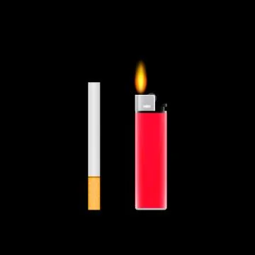 Cigarettes and cigarette lighter Stock Illustration