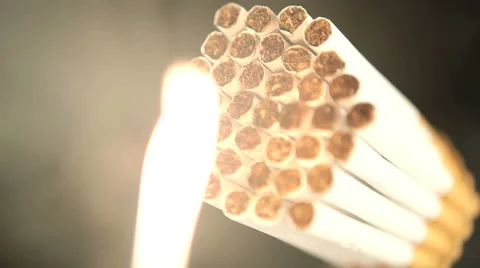 Cigarettes and fire Stock Footage 46143565