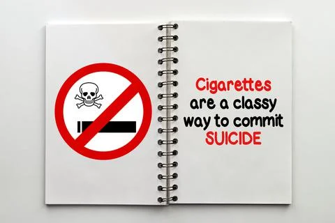 Cigarettes are a classy way to commit suicide. Inspirational quote Stock Photos