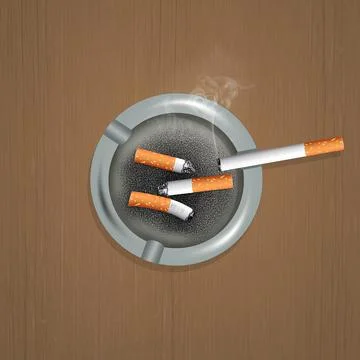 Cigarettes in the ashtray on the table Stock Illustration
