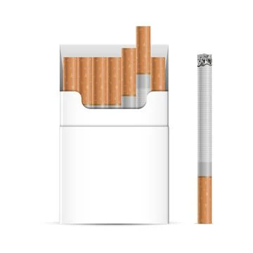 Cigarettes box package mockup template isolated on white background Illustrazione stock