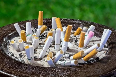 Cigarettes butt in ashtray Stock Photos