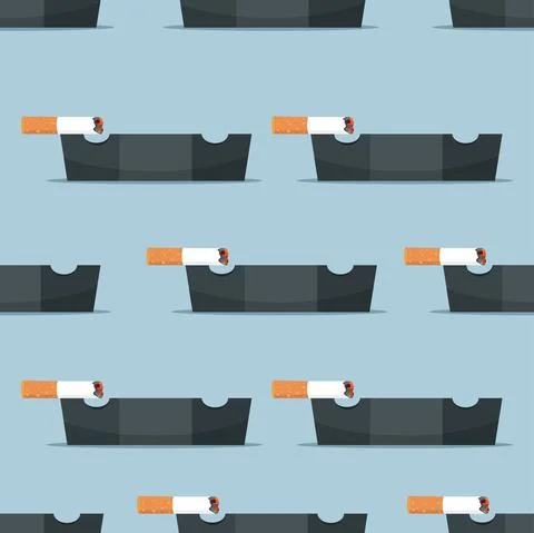 Cigarettes ceramic ashtray seamless pattern Stock Illustration