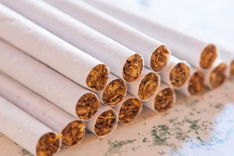 Cigarettes close up, macro Stock Photos