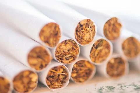 Cigarettes close up, macro Stock Photos
