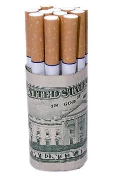 Cigarettes with dollar Stock Photos