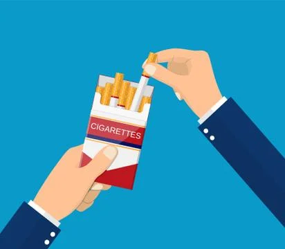 Cigarettes in hand man. Illustrazione stock